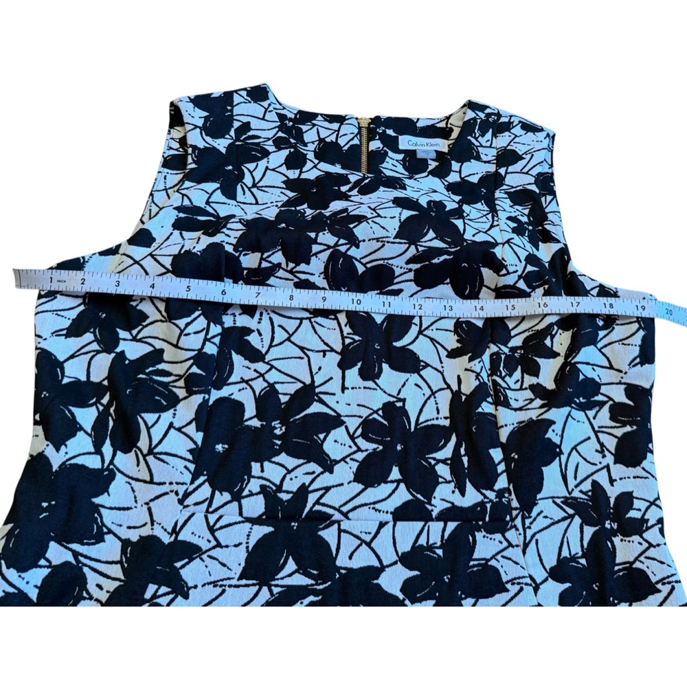 Calvin Klein Black & White Floral Sleeveless Sheath Dress Size 12 - Picture 10 of 11